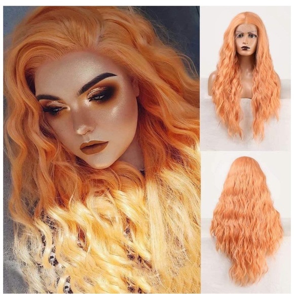24” Orange Middle Part Lace Front Wig - Picture 1 of 7
